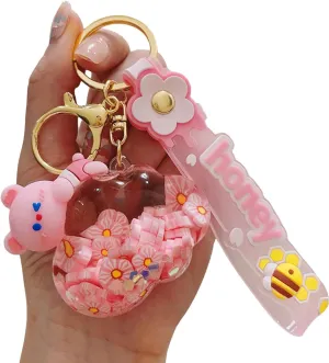 Delicate Cute Cloud Key Ring Decoration, Liquid Quicksand Floating Bear Handbag Accessories