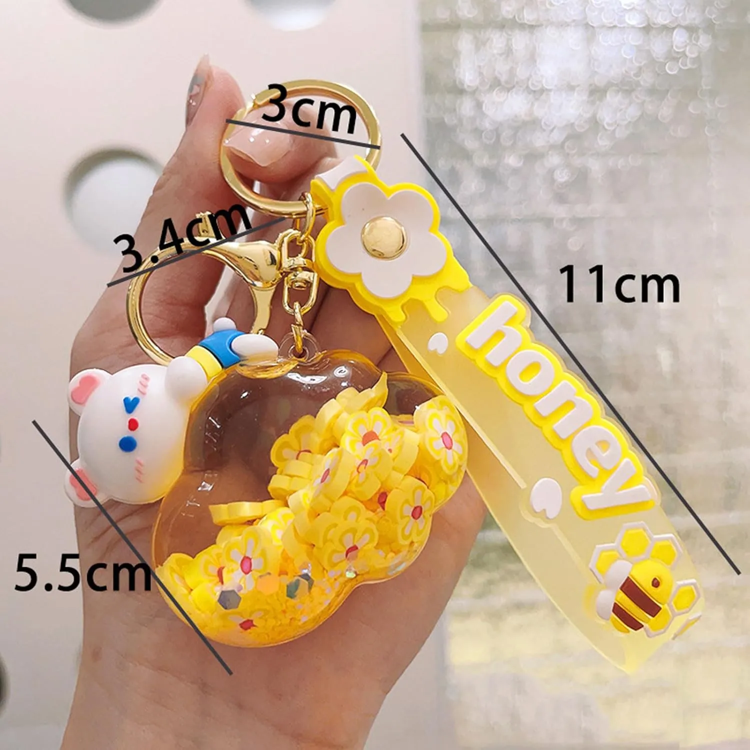 Delicate Cute Cloud Key Ring Decoration, Liquid Quicksand Floating Bear Handbag Accessories
