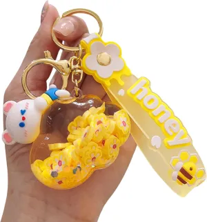 Delicate Cute Cloud Key Ring Decoration, Liquid Quicksand Floating Bear Handbag Accessories