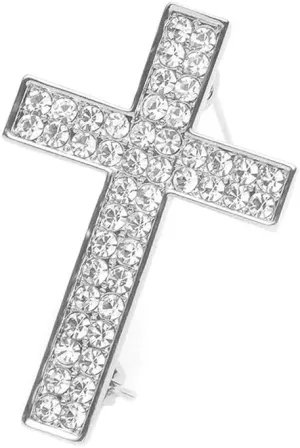 Delicate Gold Silver Crystal Rhinestone Cross Crucifix Brooch Pin