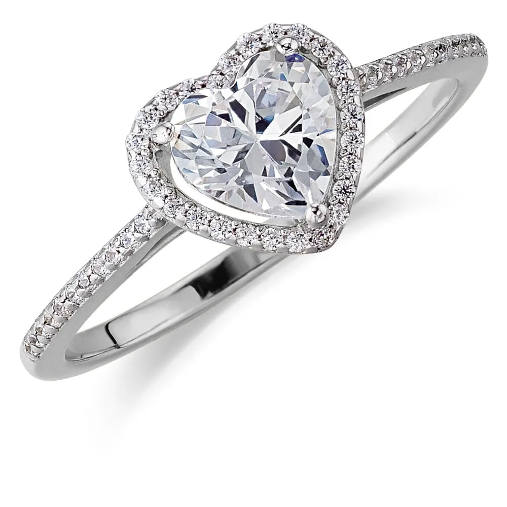 Delicate Halo Heart Ring