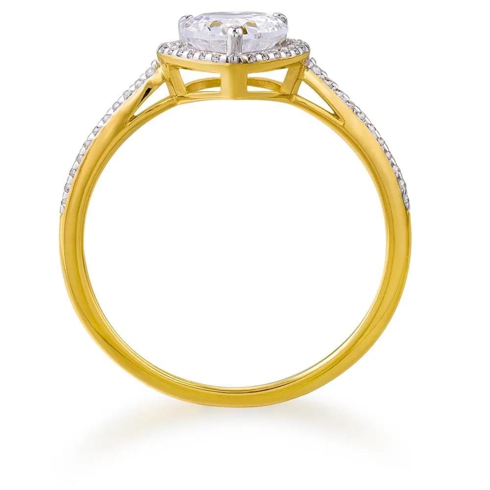 Delicate Halo Heart Ring