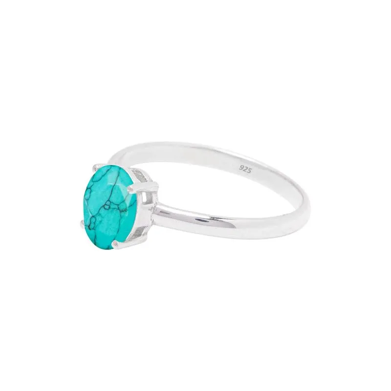 Delicate Turquoise Stone Ring, 925 Sterling Silver Ring Handmade Statement Ring For Women and Girls, Minimalist Gemstone Ring Engagement, Unique Christmas Jewelry Gift For, Promise Ring Size US 7