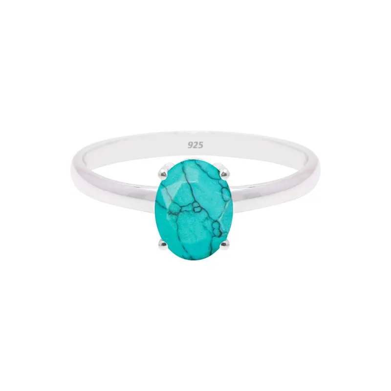 Delicate Turquoise Stone Ring, 925 Sterling Silver Ring Handmade Statement Ring For Women and Girls, Minimalist Gemstone Ring Engagement, Unique Christmas Jewelry Gift For, Promise Ring Size US 7