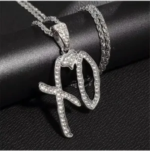 Delicate Xo Cubic Zirconia Inlaid Iron Chain Necklace Sparkly Necklace Party-Default