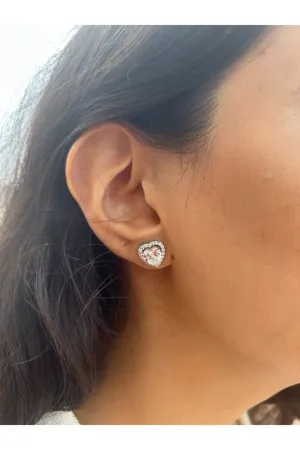 Detachable Heart Halo Solitaire Studs