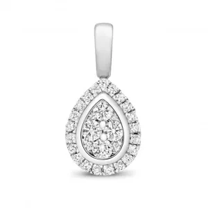 Diamond Jewellery 9ct White Gold Diamond Cluster Pear Pendant PD153W