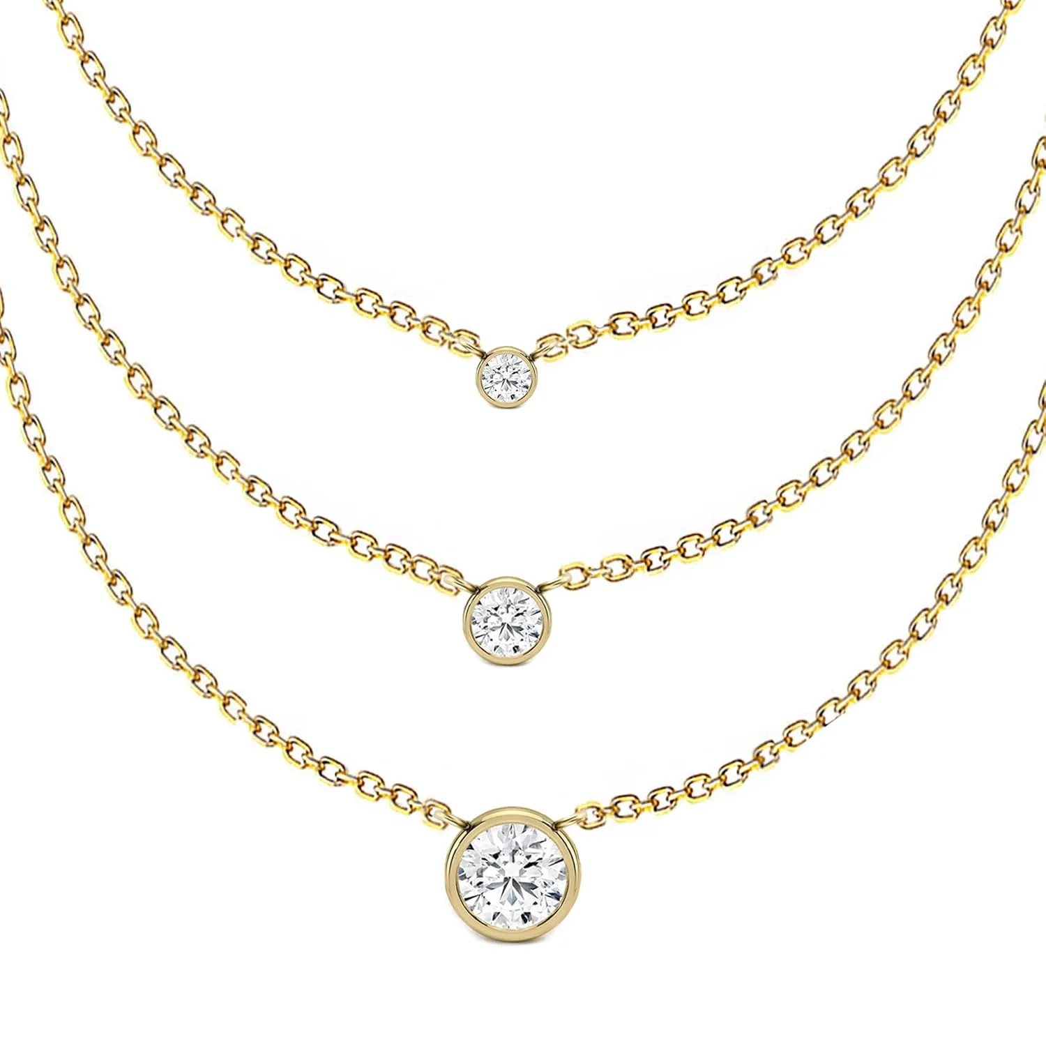 Diamond Solitaire Necklace/ 14k Gold Dainty Diamond Bezel Set Necklace/Delicate Diamond Necklace/Layering Diamond Necklace / 0.05ct 0.10ct 0.15ct Diamond Stackable Necklace for Women Girls