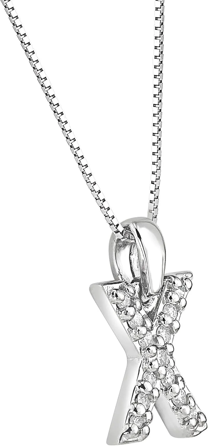 Diamond Wish 14k White Gold A to Z Diamond Initial Pendant Necklace (1/10cttw) with 18-inch chain