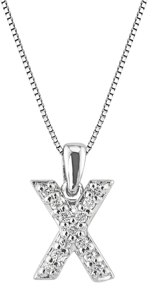 Diamond Wish 14k White Gold A to Z Diamond Initial Pendant Necklace (1/10cttw) with 18-inch chain