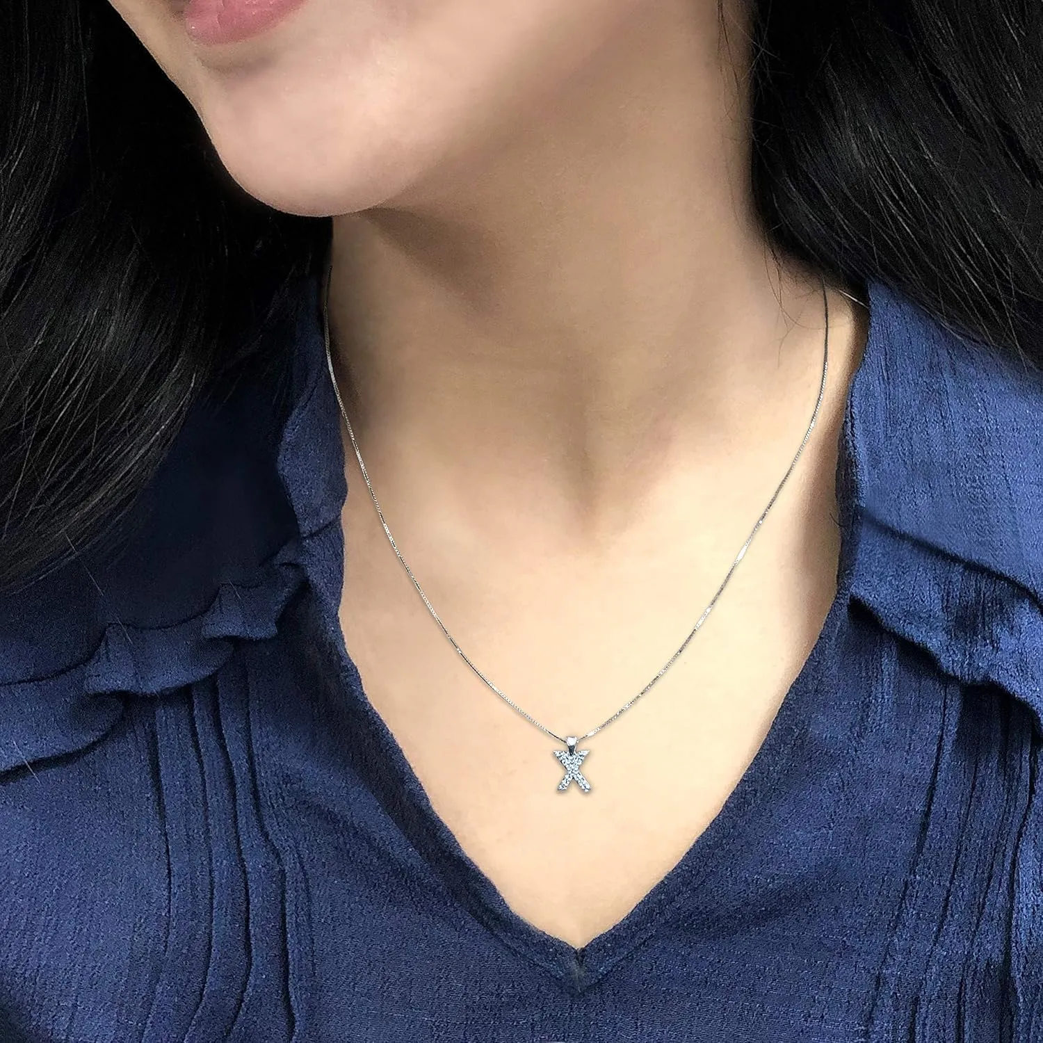 Diamond Wish 14k White Gold A to Z Diamond Initial Pendant Necklace (1/10cttw) with 18-inch chain