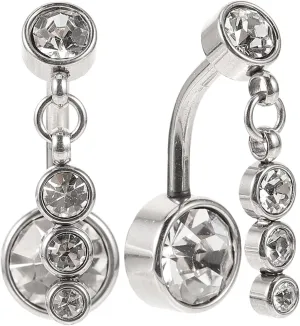 Didiseaon 2pcs Women Belly Button Navel Rings Gold Plated Long Hoop Piercing Jewelry