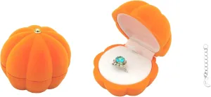 DIYOMR Cute Single Ring Box with Silver Moon DIY Small Chain, Miniature Jewelry Case Cartoon Delicate Plush Small Box For Jewelry Gift Decor Storage (Pumpkin)