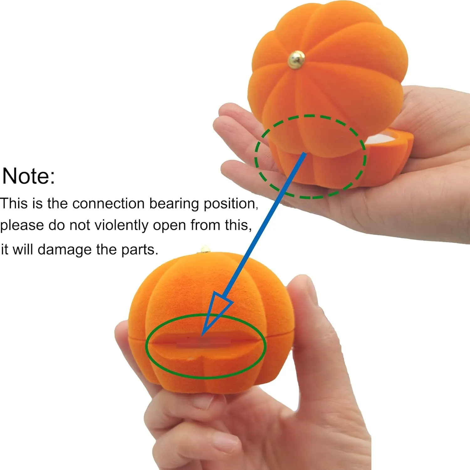 DIYOMR Cute Single Ring Box with Silver Moon DIY Small Chain, Miniature Jewelry Case Cartoon Delicate Plush Small Box For Jewelry Gift Decor Storage (Pumpkin)