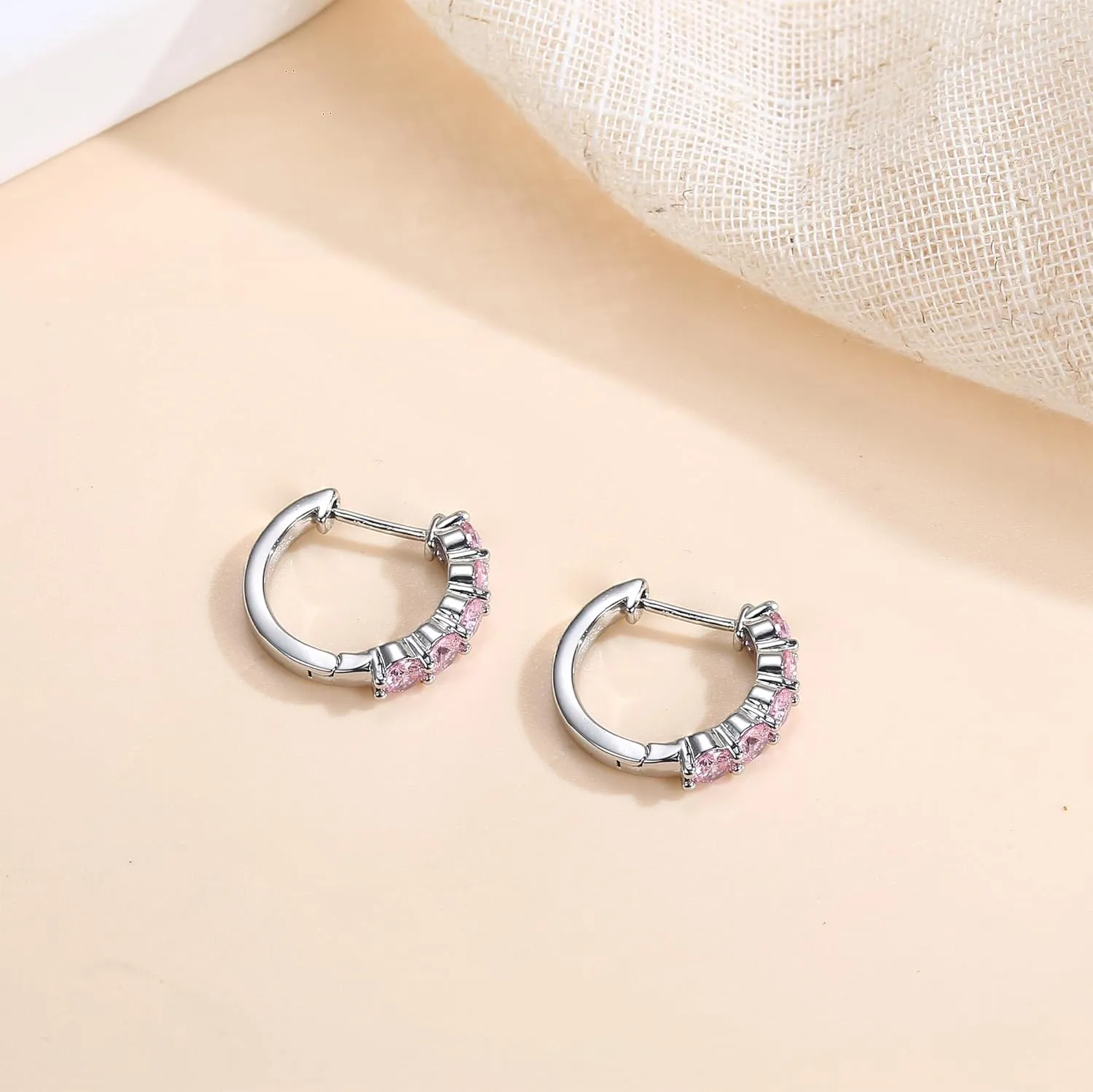 Dochais 14K Gold Plated Hoop Earrings for Women Cubic Zirconia 925 Sterling Silver Post Earring Huggie Stud Small Hoop Earrings Hypoallergenic Trendy Jewelry