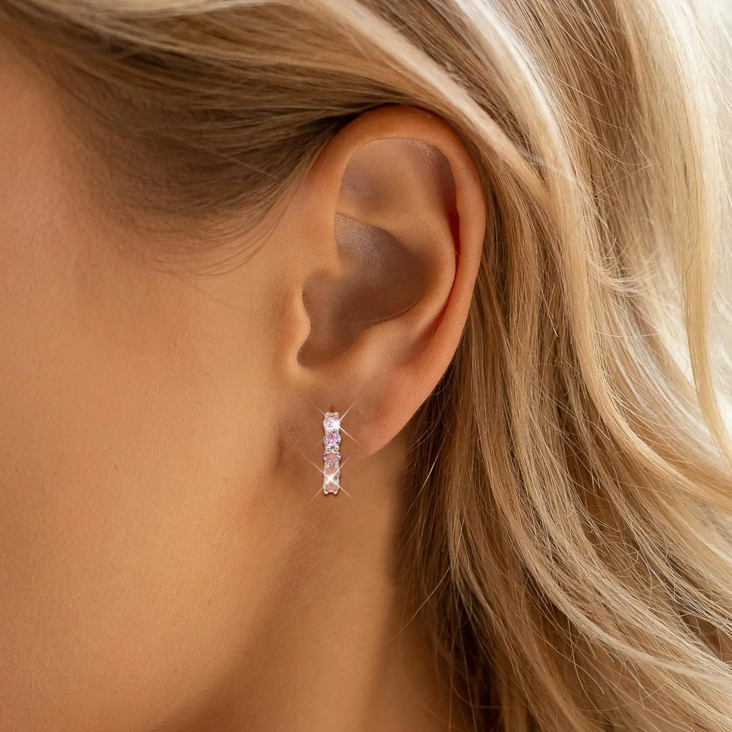 Dochais 14K Gold Plated Hoop Earrings for Women Cubic Zirconia 925 Sterling Silver Post Earring Huggie Stud Small Hoop Earrings Hypoallergenic Trendy Jewelry