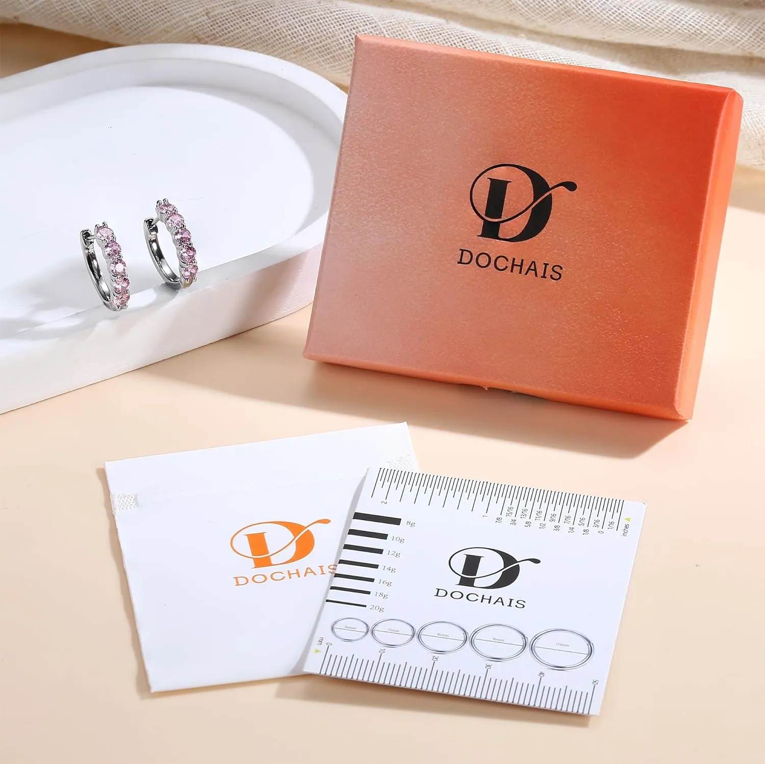 Dochais 14K Gold Plated Hoop Earrings for Women Cubic Zirconia 925 Sterling Silver Post Earring Huggie Stud Small Hoop Earrings Hypoallergenic Trendy Jewelry