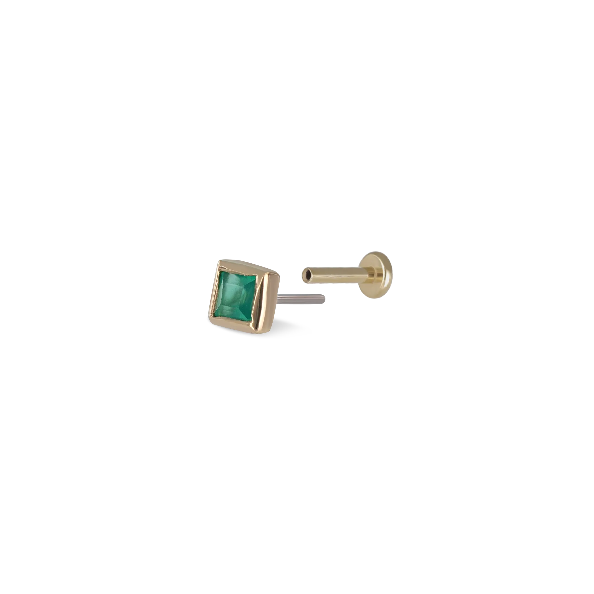 Dora • Green Onyx Threadless Ends 925 Silver/Titanium