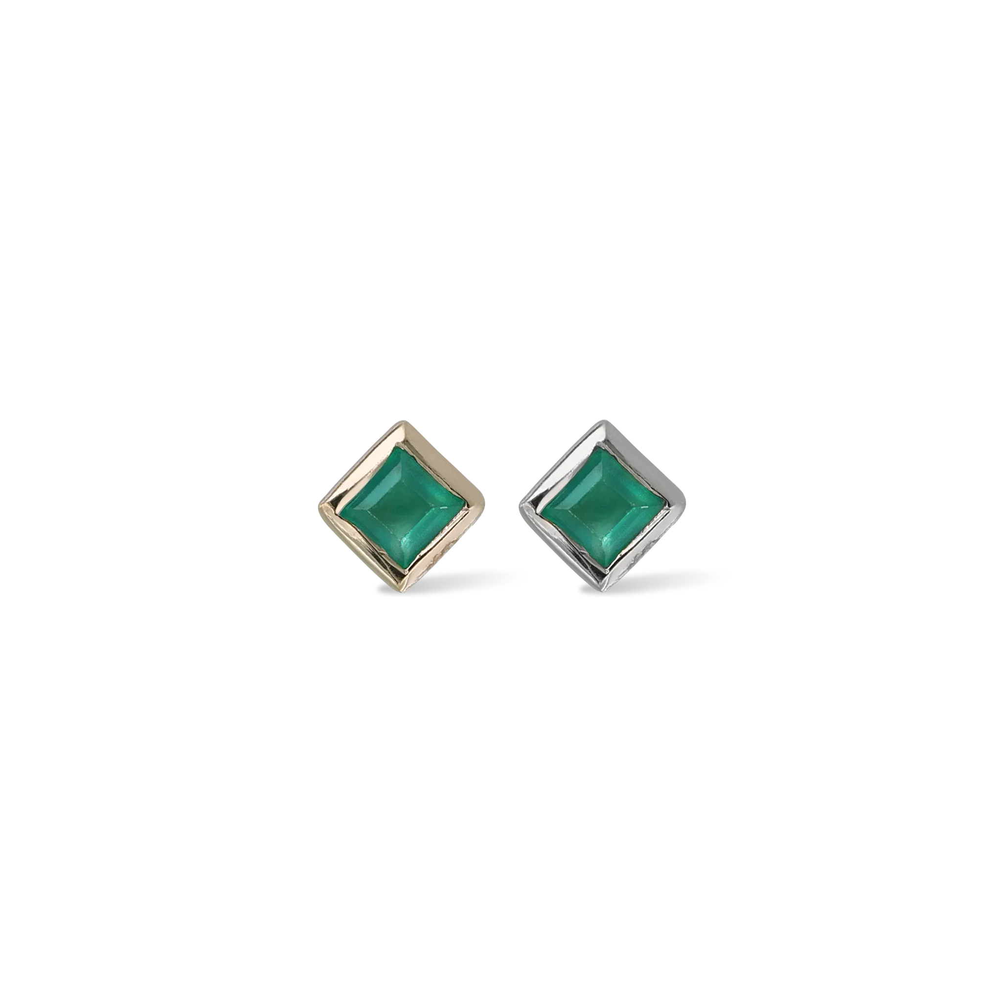 Dora • Green Onyx Threadless Ends 925 Silver/Titanium