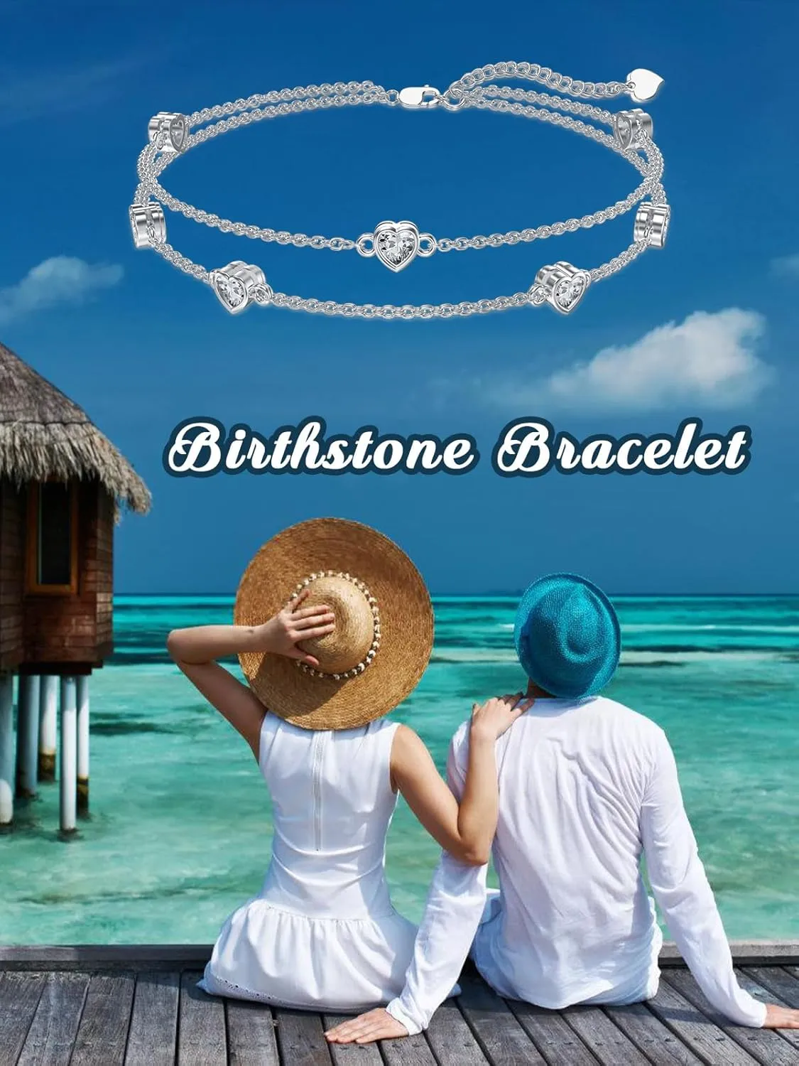 Dorunmo Heart Birthstone Anklet Bracelets for Women 925 Sterling Silver Birthday Jewelry Best Mother's Day for Women Wife