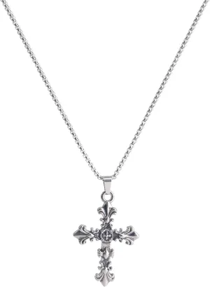 Double Cross Necklace Y2k Irregular Diamond Embedding Trend Hip Hop Fashion Retro Pendant Necklace
