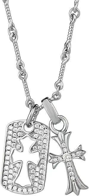 Double Cross Vintage CZ Diamond Cross Long Pendant Necklace 18k Gold Plated Choker Necklace for Women,Trendy Jewelry Gifts for Women.