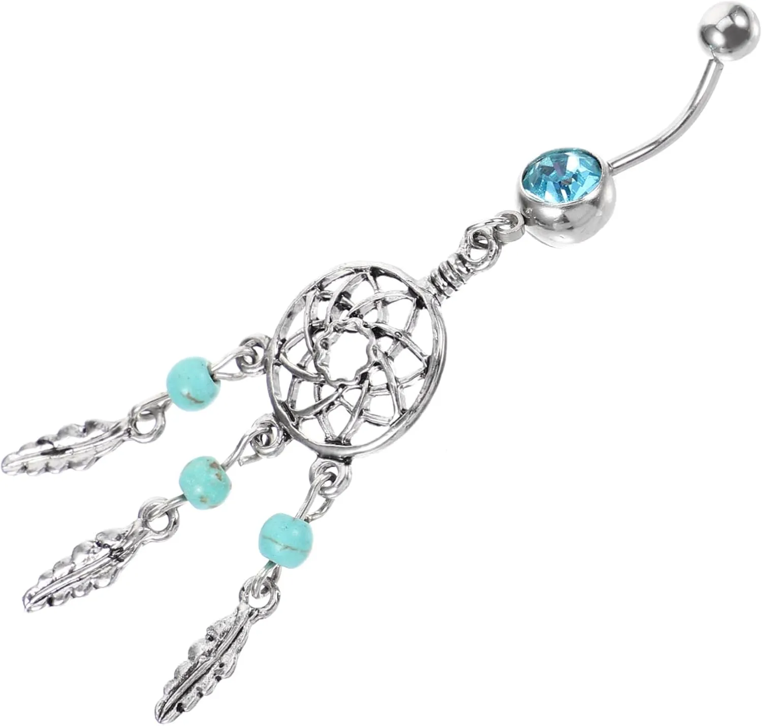 Dream Catcher Belly Button Ring for Women Elegant Dangle Navel Piercing Jewelry Stylish Accessory for Parties and Clubs Comfortable Wear with Smooth Surface