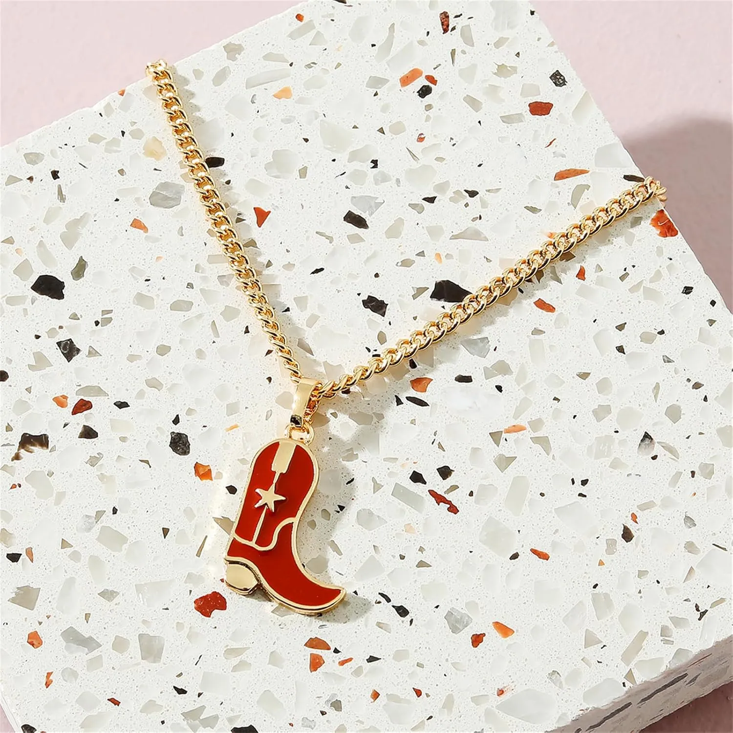 Dreuyet Cowboy Boot Necklace for Women 14K Gold Western Cowgirl Country Necklace Disco Cowgirl Western Necklaces Cowboy Hat Pendant Necklace Western Style Jewelry