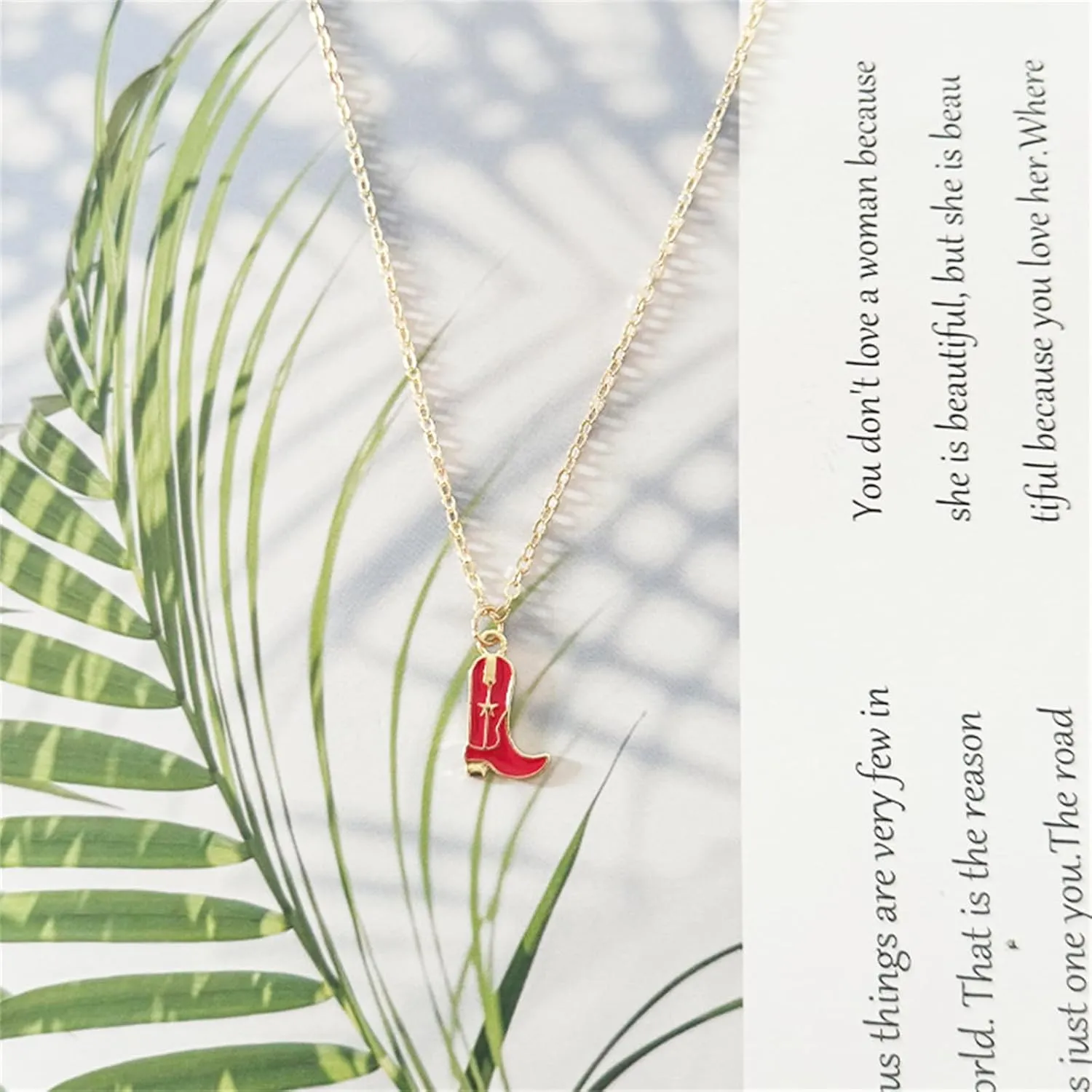 Dreuyet Cowboy Boot Necklace for Women 14K Gold Western Cowgirl Country Necklace Disco Cowgirl Western Necklaces Cowboy Hat Pendant Necklace Western Style Jewelry