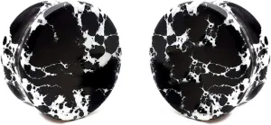 Ear gauges Black Imperial jasper organic stone plugs SoScene