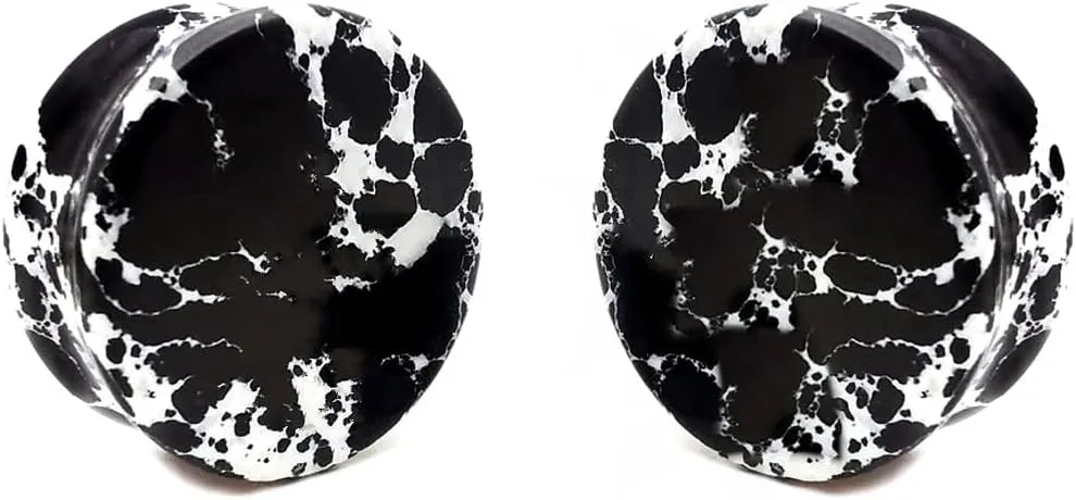 Ear gauges Black Imperial jasper organic stone plugs SoScene