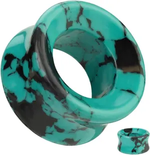 Ear gauges hollow organic stone Teal Howlite flesh tunnel eyelet plugs SoScene