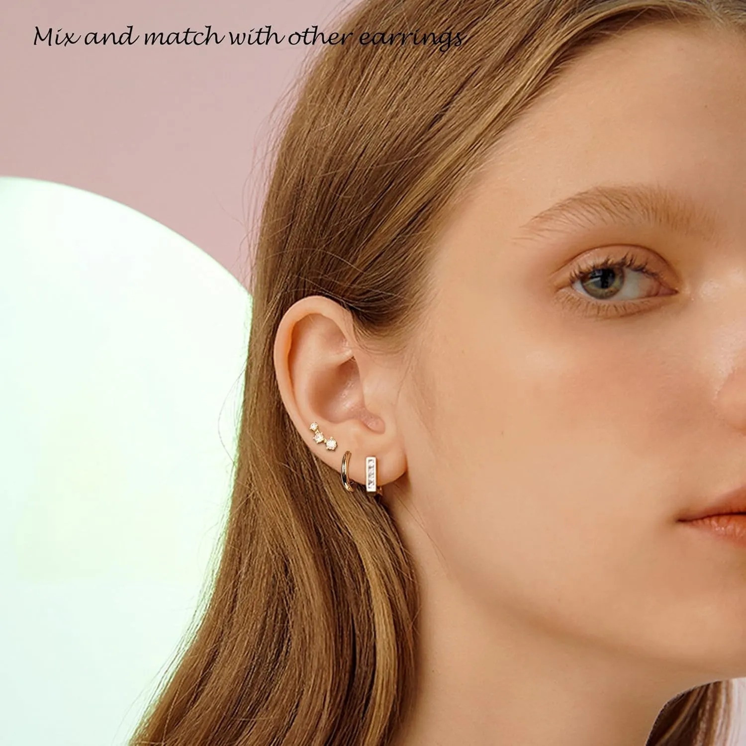 Earring Sets for Multiple Piercing Cartilage Stud Earrings for Women Hypoallergenic Dainty Gold Earrings 14K Gold Plated Earring Stack Trendy Small Huggie Hoop Earrings