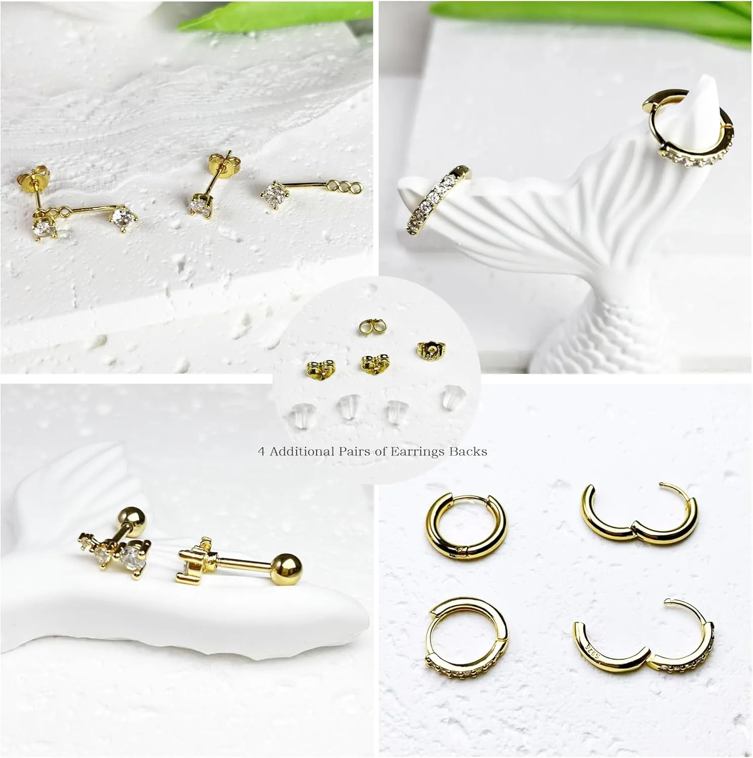 Earring Sets for Multiple Piercing Cartilage Stud Earrings for Women Hypoallergenic Dainty Gold Earrings 14K Gold Plated Earring Stack Trendy Small Huggie Hoop Earrings