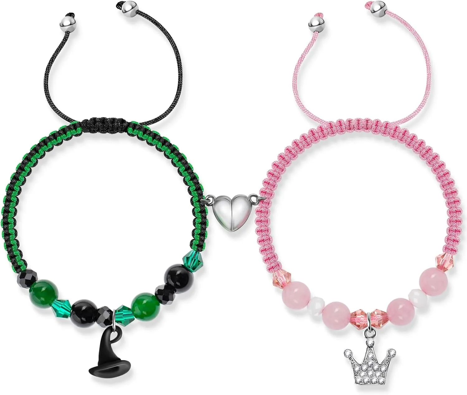 Elphaba Galinda Friendship Matching Bracelets: Rhinestone Crown Witch Hat Friendship Couples Matching Bracelets Christmas Valentine's Day Gifts for Fans Women Party Decorations