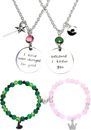 Elphaba Galinda Matching Bracelets -Braided Friendship Bracelet- Rhinestone Crown Witch Hat Matching Bracelets -Couples BFF Accessories Gifts for Fans Party Dress Decor