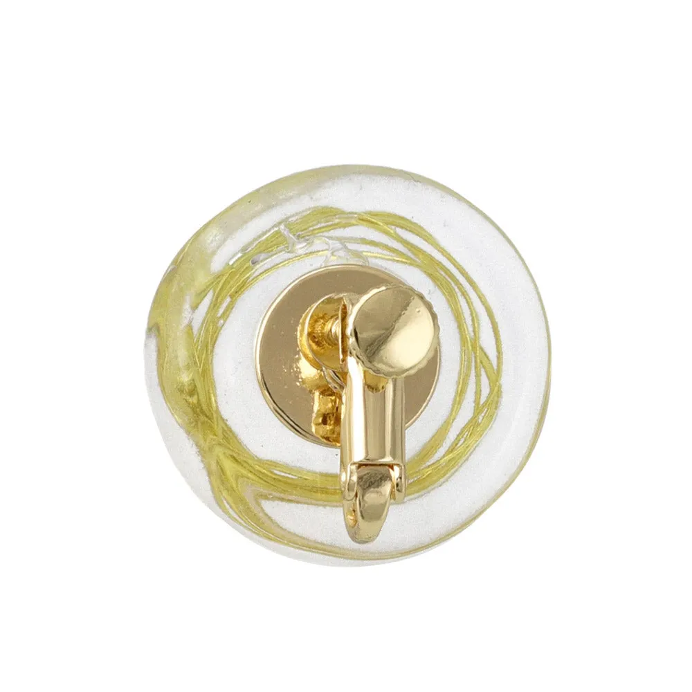 Embedded Pearl Circle Resin Clip Ons