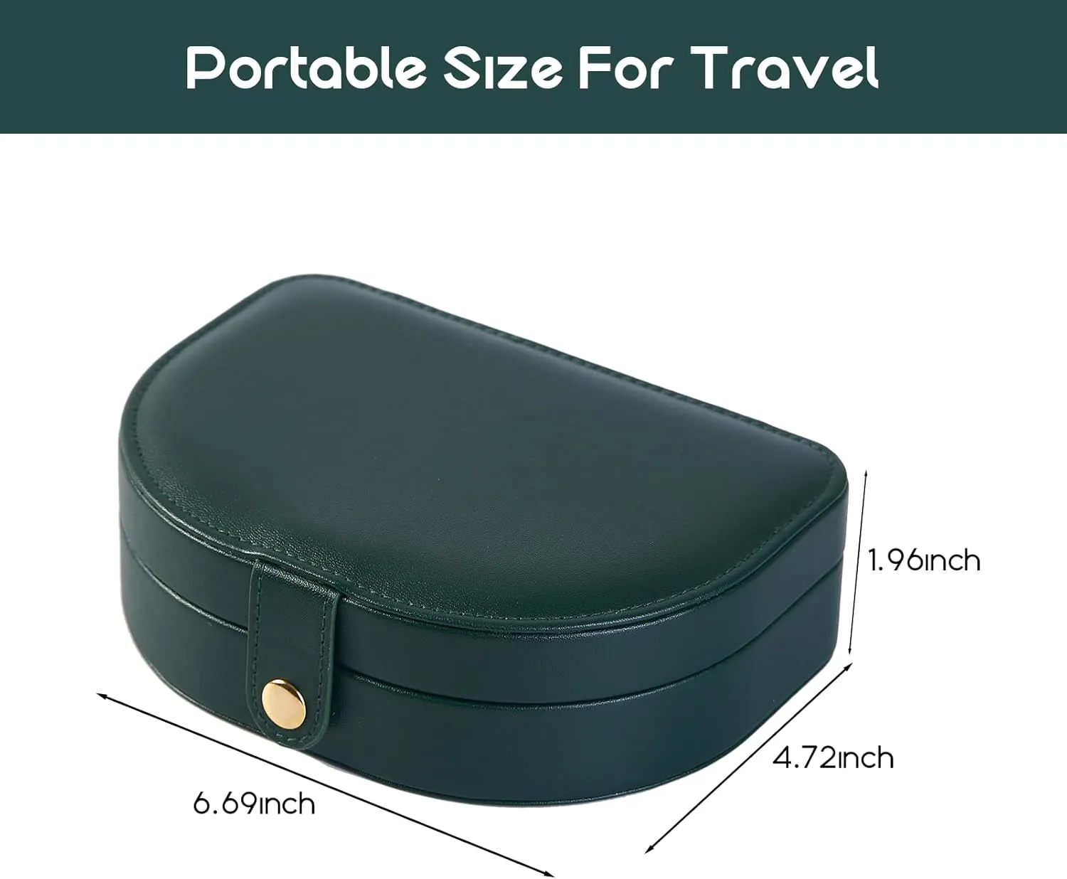 Emerald Green Jewelry Box for Women & Girls - 2 Layer Portable Travel Jewelry Organizer Small, PU Leather Waterproof, Travel Accessories for Necklaces, Earrings, Rings