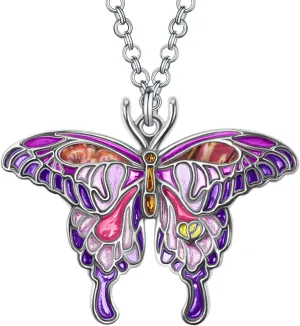 Enamel Alloy Butterfly Necklaces Pendant Colorful Necklace for Women Insect Animal Charms Summer Jewelry Gifts