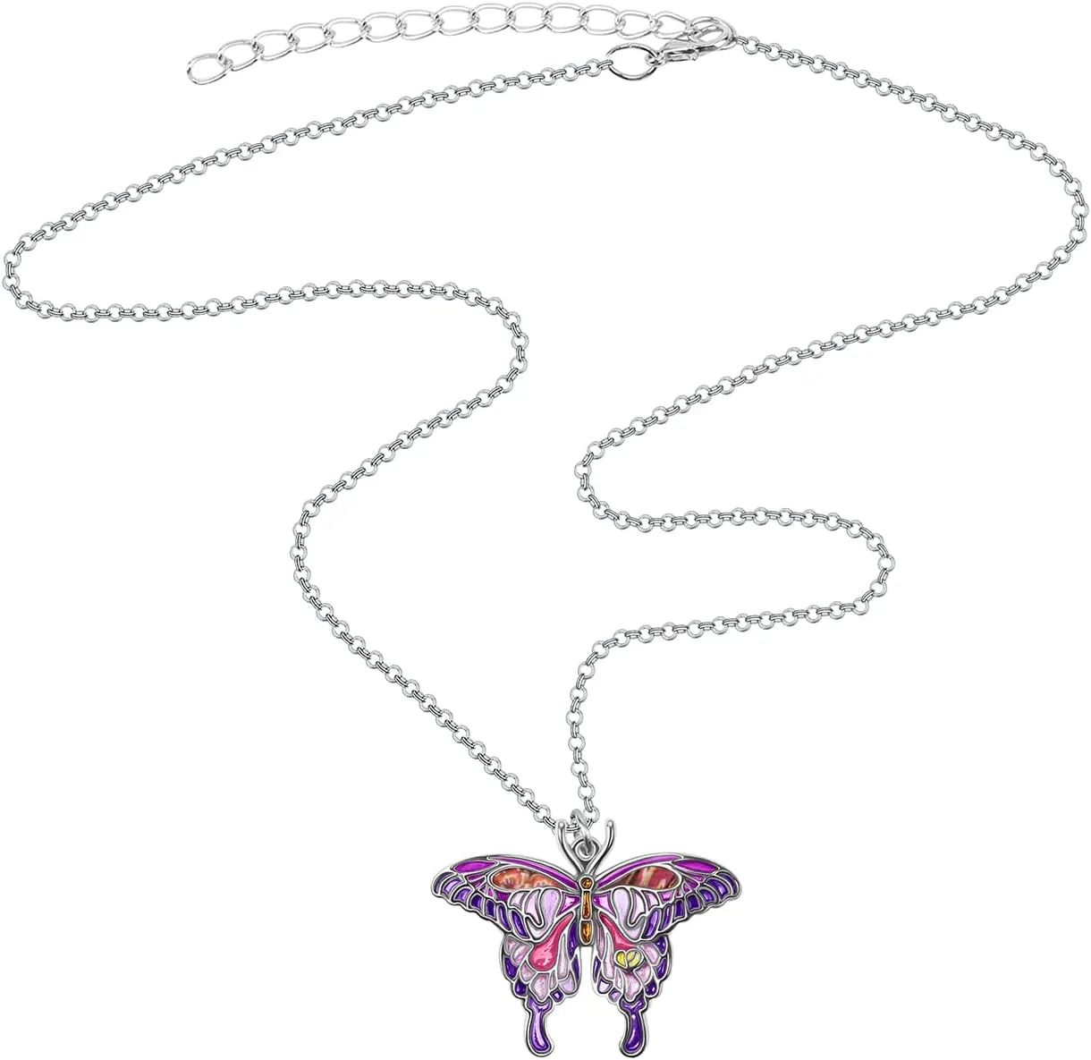 Enamel Alloy Butterfly Necklaces Pendant Colorful Necklace for Women Insect Animal Charms Summer Jewelry Gifts