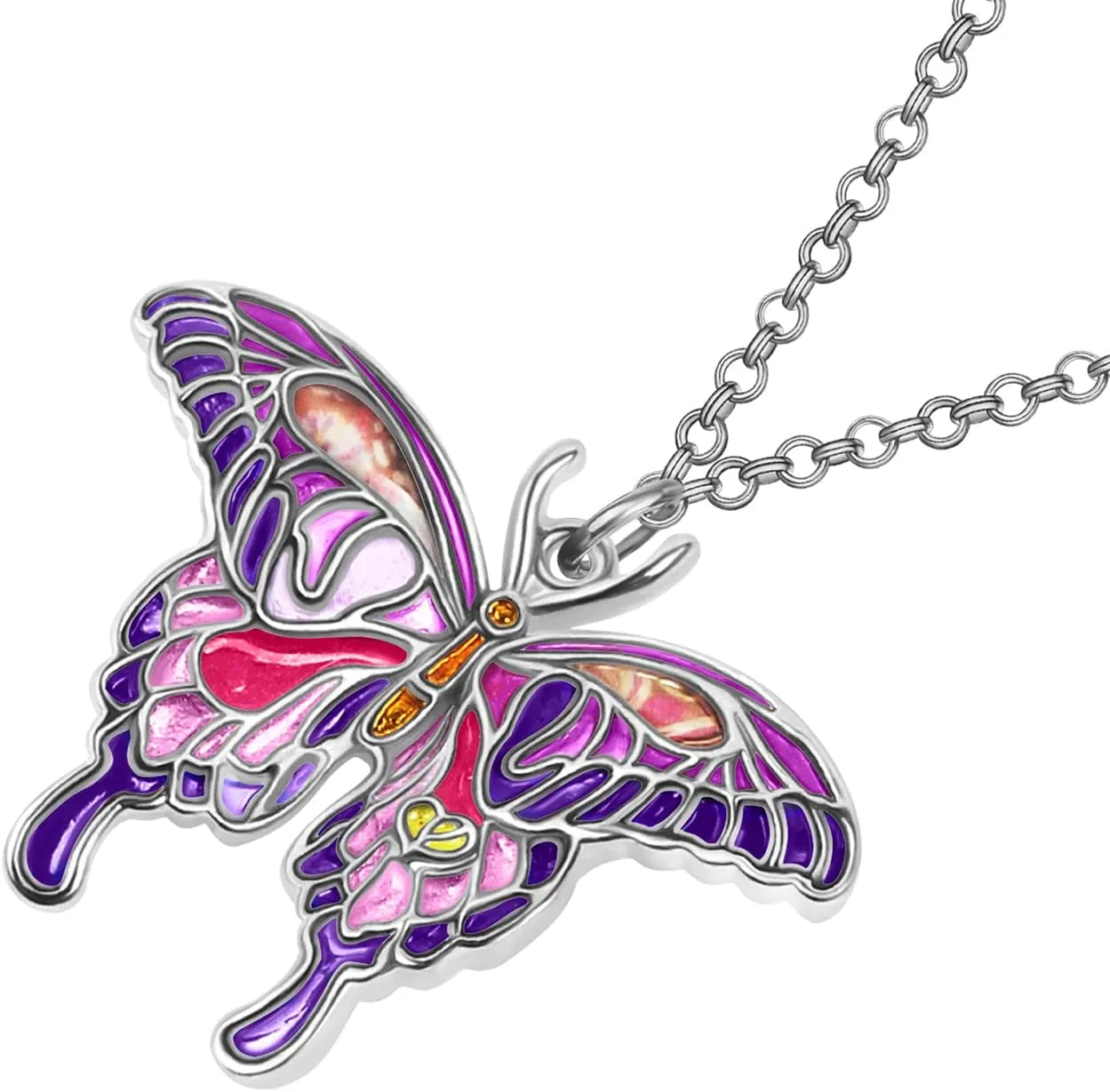 Enamel Alloy Butterfly Necklaces Pendant Colorful Necklace for Women Insect Animal Charms Summer Jewelry Gifts