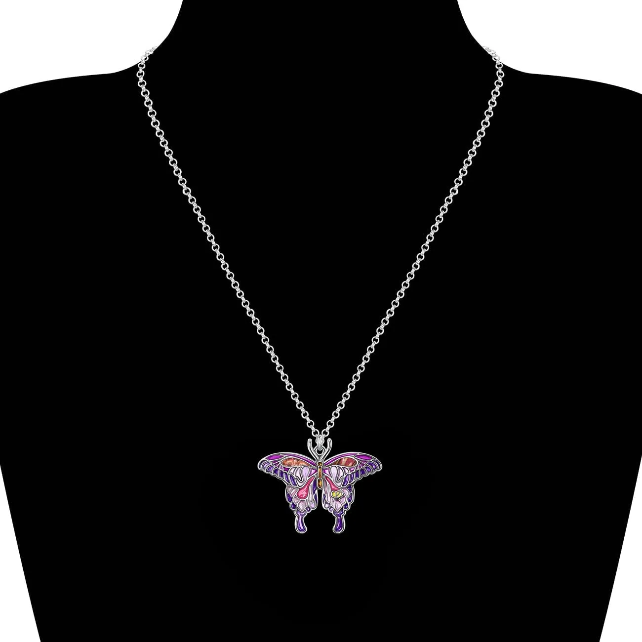 Enamel Alloy Butterfly Necklaces Pendant Colorful Necklace for Women Insect Animal Charms Summer Jewelry Gifts