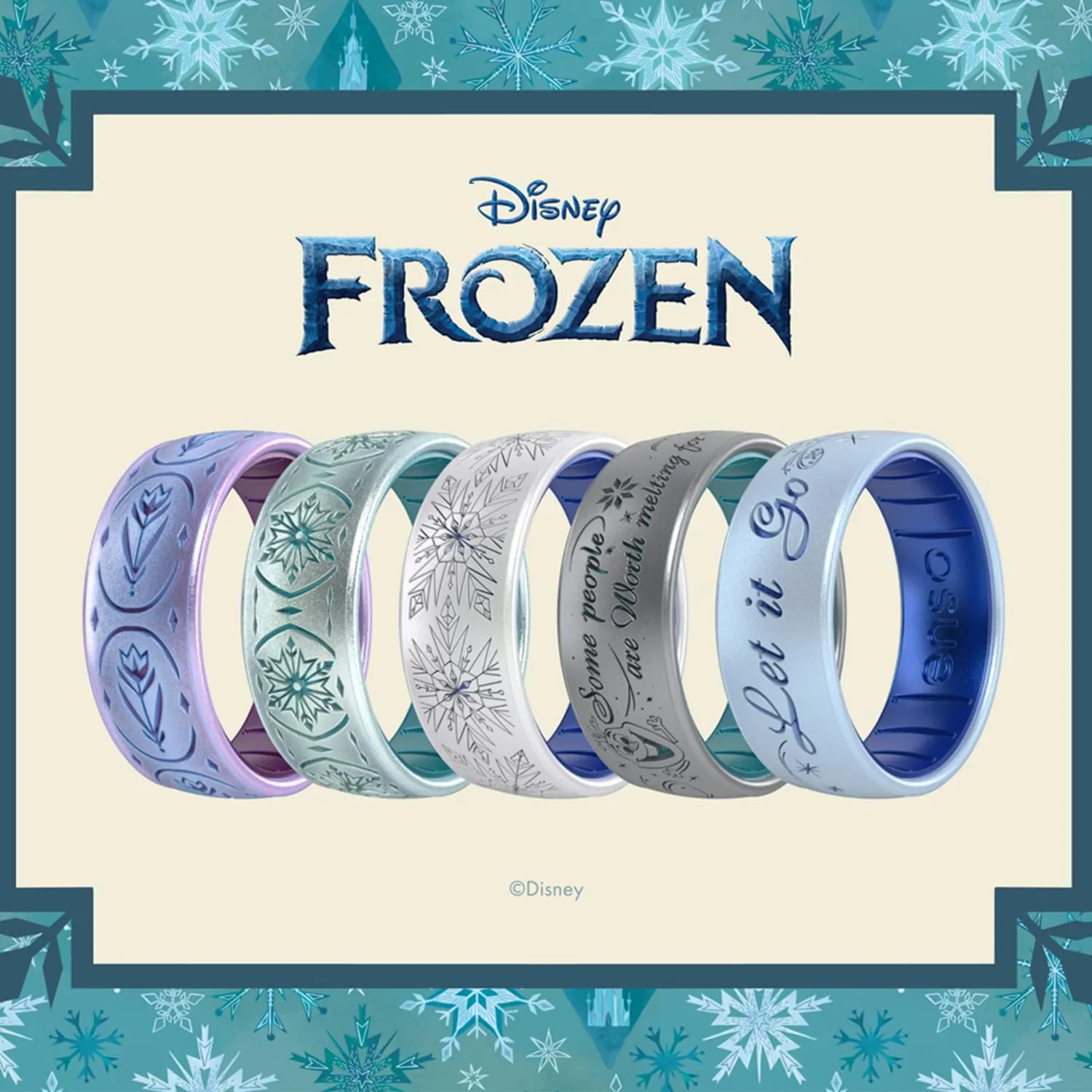 Enso Rings Disney Frozen Collection - Comfortable Silicone Rings - 7.9mm Wide, 2.18mm Thick