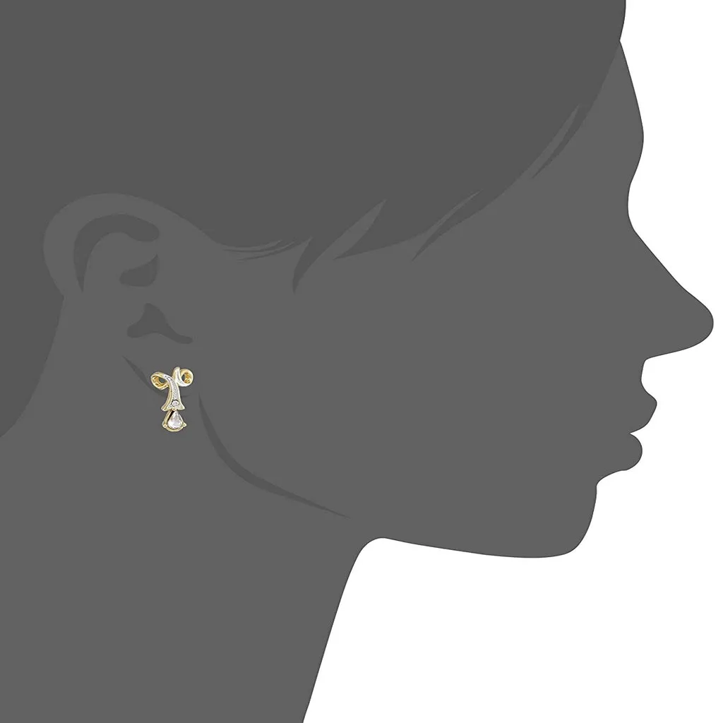 Estele 24 Kt Gold Plated Twisted Drop with Fancy Austrian Crystal Pendant Set for Women
