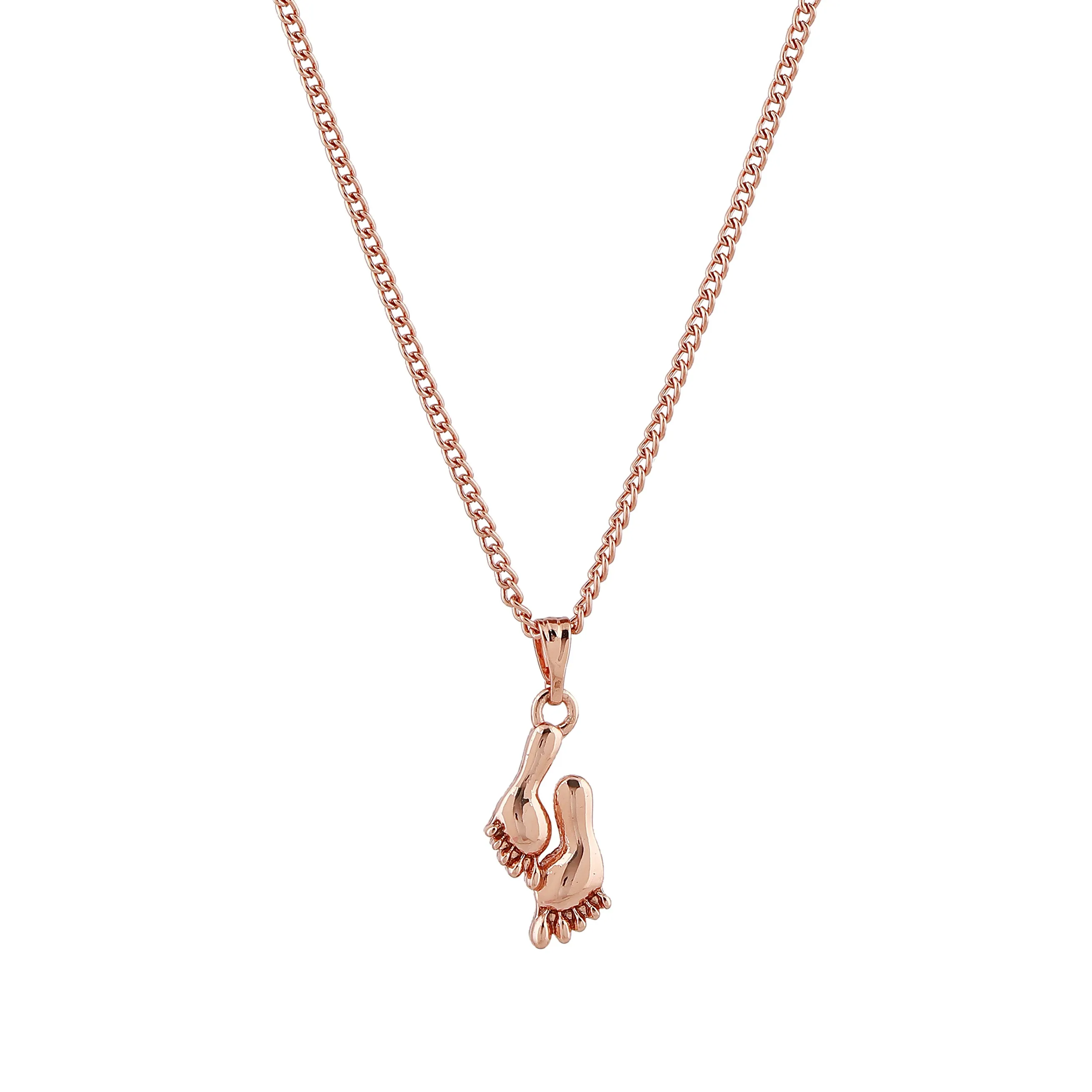 Estele Rose Gold Plated Footsteps Designer Pendant for Women