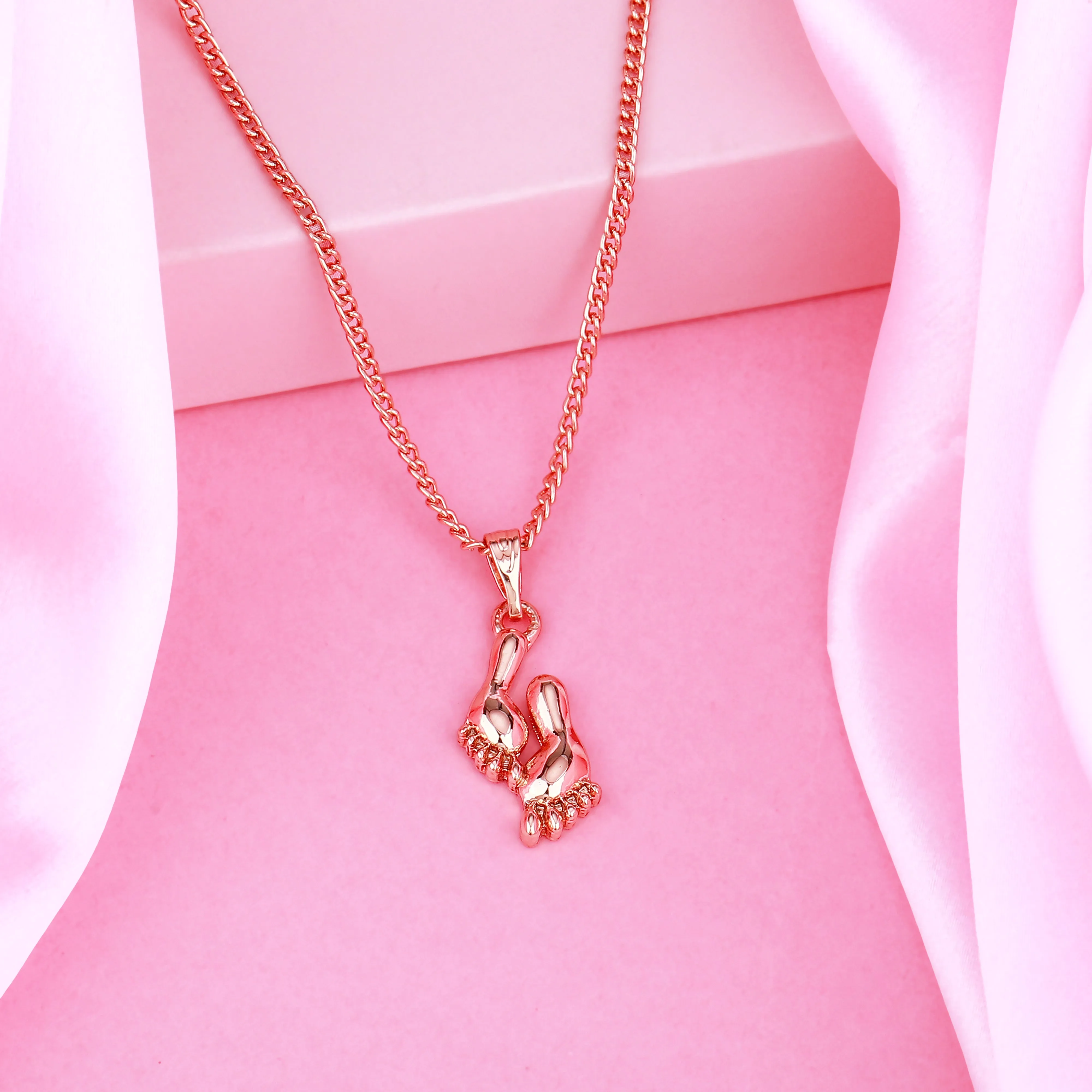 Estele Rose Gold Plated Footsteps Designer Pendant for Women