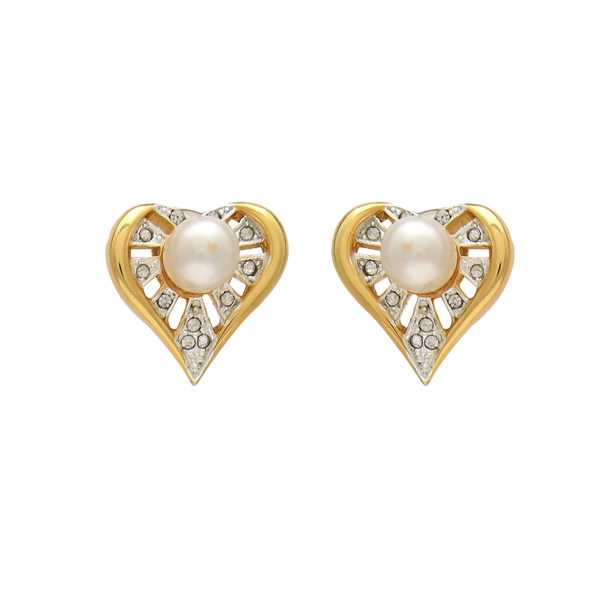 ESTELE - Valentine Special - Stylish 24CT gold plated Pearl Heart Pendant Set for Women