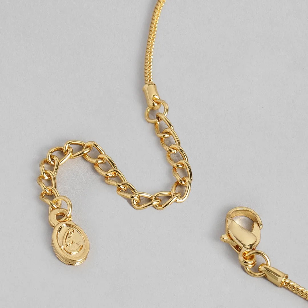 ESTELE - Valentine Special - Stylish 24CT gold plated Pearl Heart Pendant Set for Women