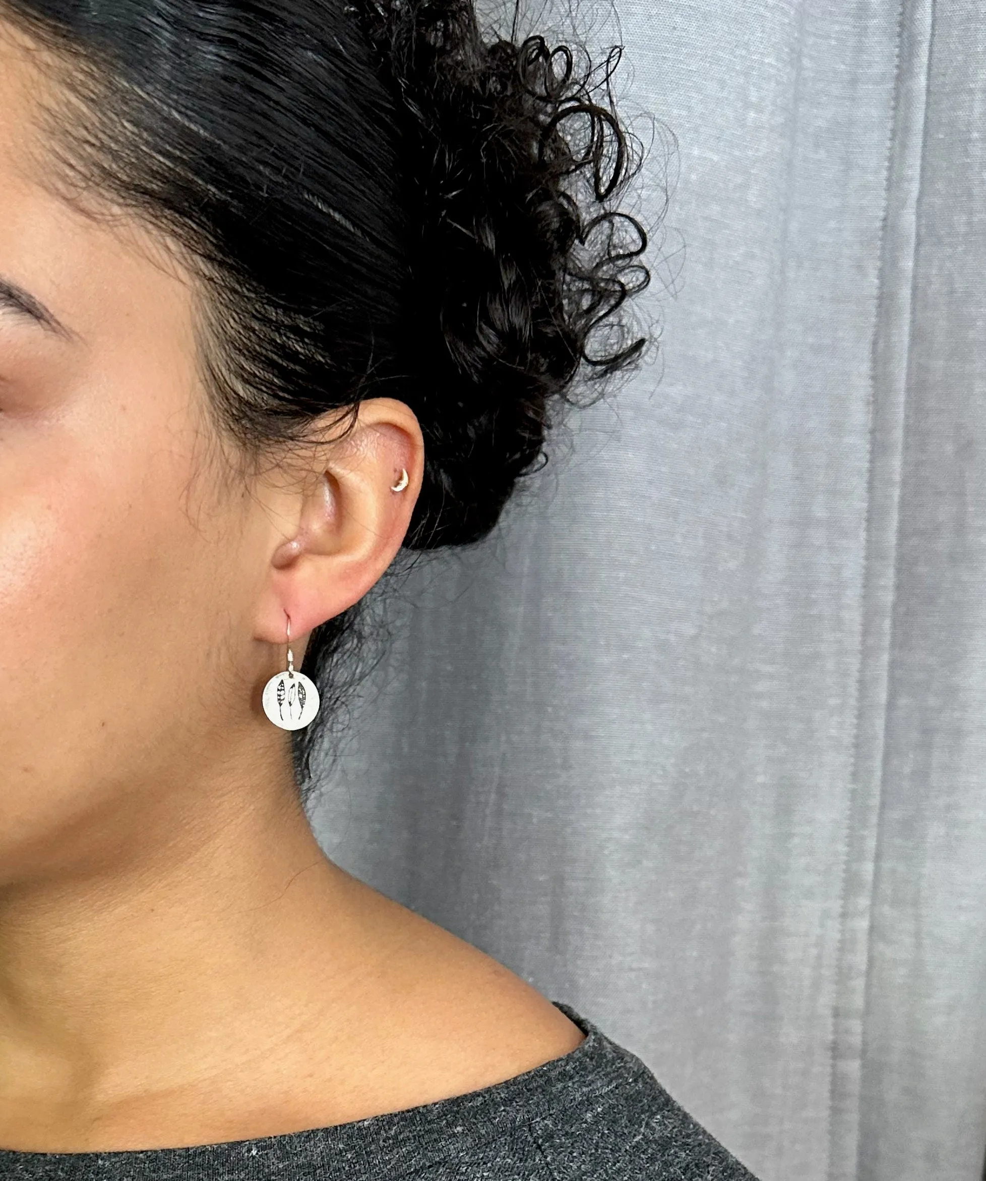 Etched Three Leaves Earrings