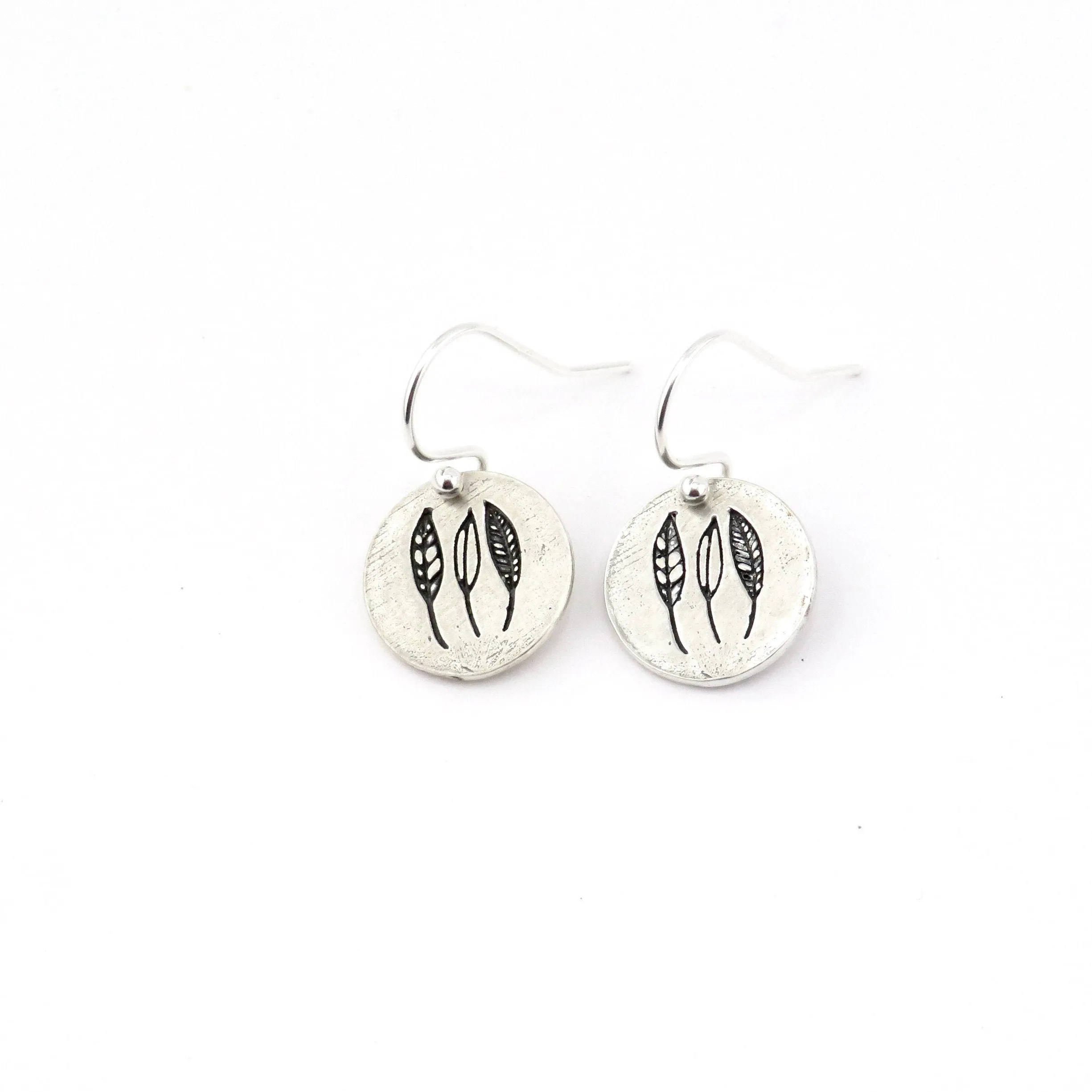 Etched Three Leaves Earrings